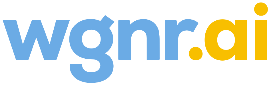 Wgnr.ai logo in blue and yellow colors.