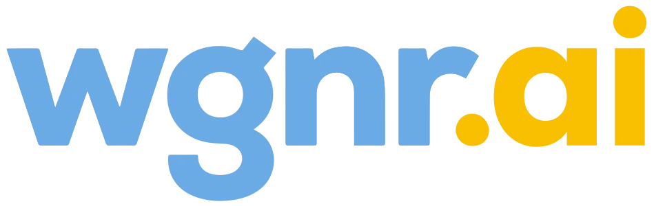 Wgnr.ai logo in blue and yellow colors.